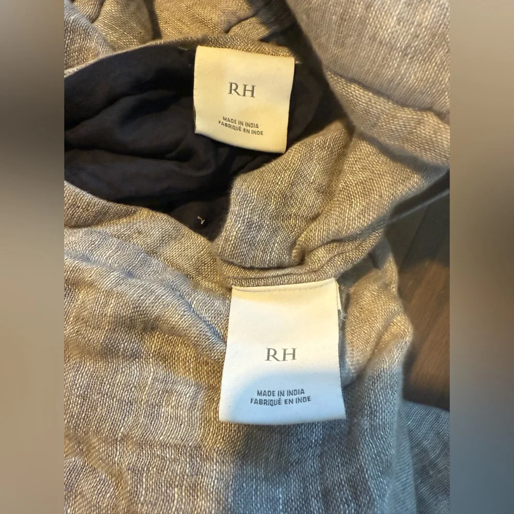 Restoration Hardware 2 Standard Grey Linen Gauze Shams 20x28